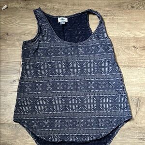 Old Navy Dark Blue Geometric Tank Top